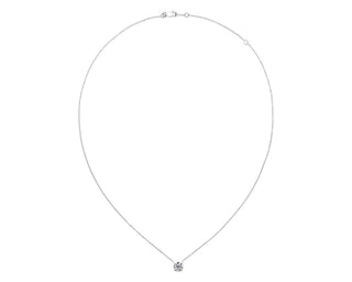 One carat total weight of lab-grown diamond floating solitaire pendant set in 14k white gold