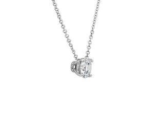 One carat total weight of lab-grown diamond floating solitaire pendant set in 14k white gold