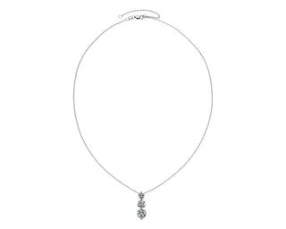 Lab-grown round diamond pendant set in 14k white gold with three stones (3 Ct. Tw.)