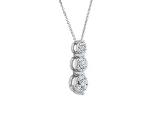 Lab-grown round diamond pendant set in 14k white gold with three stones (3 Ct. Tw.)