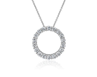 14k White Gold Lab-Grown Diamond Circle Pendant (2 Ct. Tw.)