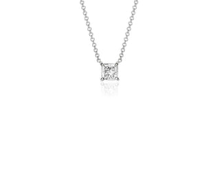 14k White Gold Lab-Grown Diamond Cushion Cut Solitaire Pendant (3/4 Ct. Tw.)