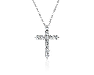 14k white gold lab-grown diamond cross necklace (1 carat total weight)