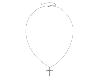 14k white gold lab-grown diamond cross necklace (1 carat total weight)