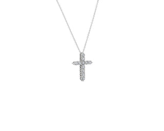 14k white gold lab-grown diamond cross necklace (1 carat total weight)