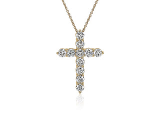 14k yellow gold lab-grown diamond cross necklace (2 carat total weight)