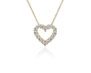 14k yellow gold lab-grown diamond heart pendant (1 carat total weight)