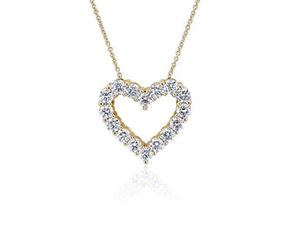 14k yellow gold lab-grown diamond heart pendant (2 carat total weight)