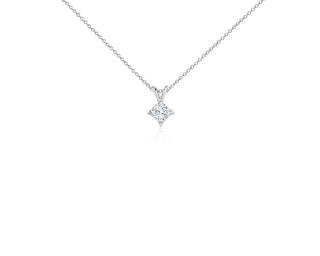 Platinum 1 carat weight lab-grown diamond princess cut solitaire pendant