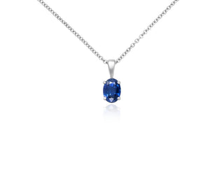 18k White Gold Oval Solitaire Sapphire Pendant (7x5mm)