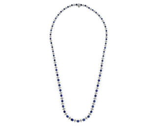 18k White Gold Graduated Eternity Necklace with Sapphire and Diamonds (2.4mm)