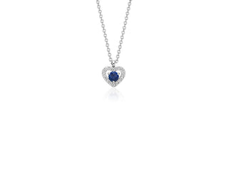 Little Heart Pendant in 14k White Gold with Sapphire and Diamond Pavé (3mm)