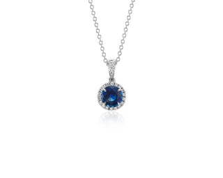 18k White Gold Oval Sapphire and Diamond Pendant (9x7mm)