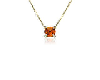 14k yellow gold cushion-cut citrine and diamond accent pendant (7mm)