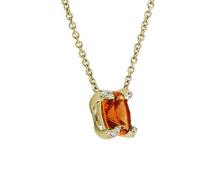 14k yellow gold cushion-cut citrine and diamond accent pendant (7mm)