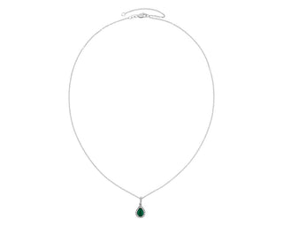 14k White Gold Pear Emerald Diamond Halo Pendant (7x5mm)