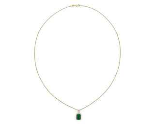 14k Yellow Gold Emerald and Diamond Halo Drop Pendant