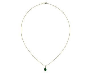 Diamond and Emerald Oval Pendant Set in 14k Yellow Gold