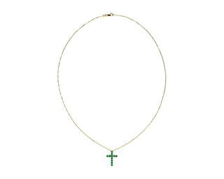 14k yellow gold pendant with an emerald cross