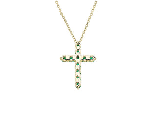 14k yellow gold pendant with an emerald cross