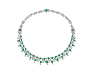 Unusual Selection: Round 18k White and Yellow Gold Emerald and Diamond Necklace