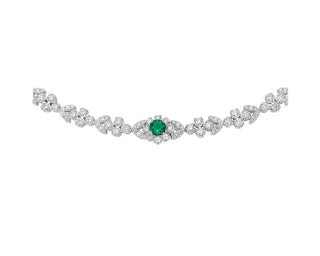 Unusual Selection: Round 18k White and Yellow Gold Emerald and Diamond Necklace