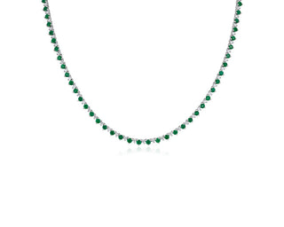 An eternity necklace in 14k white gold with alternating sizes of emerald and diamond (2.5mm)