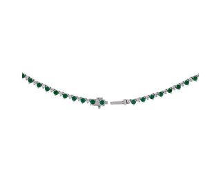 An eternity necklace in 14k white gold with alternating sizes of emerald and diamond (2.5mm)