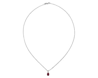 14k White Gold Oval Ruby and Diamond Pendant