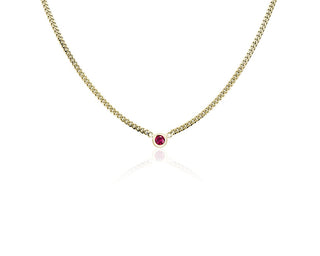 Ruby Curb Link Necklace crafted in 14k Yellow Gold from Italy