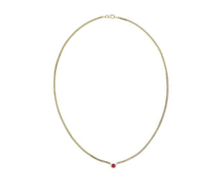 Ruby Curb Link Necklace crafted in 14k Yellow Gold from Italy