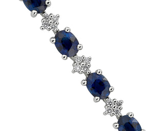 Oval Sapphire And Round Diamond Bracelet In 14k White Gold