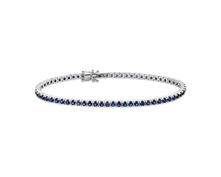 Blue Sapphire Tennis Bracelet In 14k White Gold (2mm)