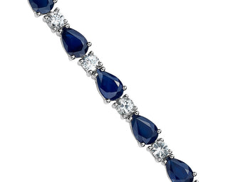 Blue And White Sapphire Bracelet In 14k White Gold