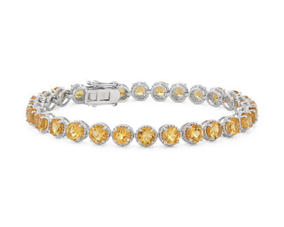 Citrine Round Rope Bracelet In Sterling Silver (5mm)