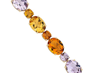 Citrine And Amethyst Bracelet In 14k Yellow Gold