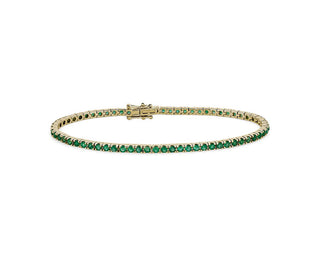 Emerald Tennis Bracelet In 14k Yellow Gold (2mm)