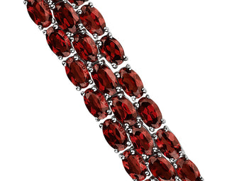 Trio Oval Garnet Bracelet In Sterling Silver (5x3mm)