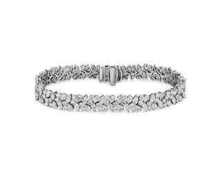 Alternating Fancy Diamond Cluster Bracelet In 14k White Gold (12 1/2 Ct. Tw.)