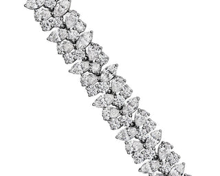 Alternating Fancy Diamond Cluster Bracelet In 14k White Gold (12 1/2 Ct. Tw.)