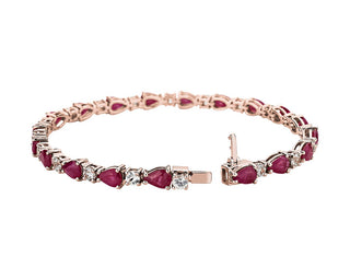 Ruby And White Sapphire Bracelet In 14k Rose Gold