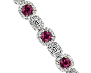 Extraordinary Collection: Alternating Ruby And Diamond Bracelet In 18k White Gold