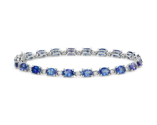 Tanzanite And Diamond Bracelet In 14k White Gold (6x4mm)