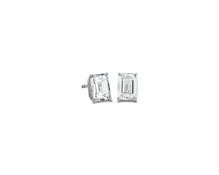 Emerald Diamond Stud Earrings In 14k White Gold (2 Ct. Tw.)