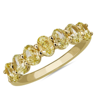 18k yellow gold 7-stone oval yellow diamond ring (1 3/4 carat total weight)