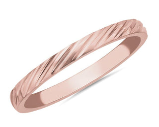 18k rose gold stackable ring with an angled stripe (2 mm)