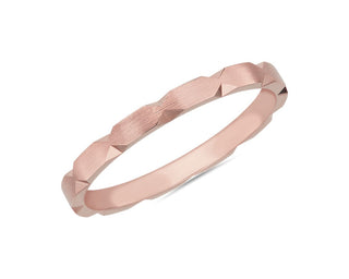 Modern 18k Rose Gold Hexagon Cut Stackable Ring (2mm)