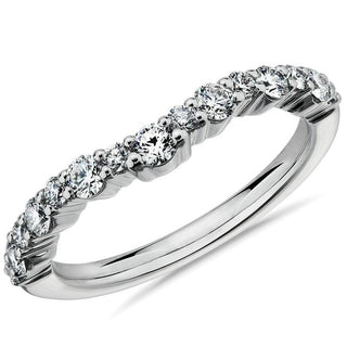 Gorgeous 14k White Gold Wedding Ring with Curved Diamonds (1/2 carat total weight)