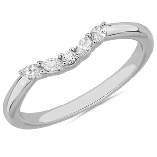 14k White Gold Curved Floral Marquise Diamond Ring (1/8 Ct. Tw.)