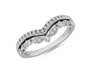 Majestic 14k White Gold Curved Diamond Ring with 1/4 carat total weight